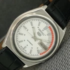 JAPAN VINTAGE SEIKO 5 AUTOMATIC 7009A MENS WHITE COLOR DIAL WATCH a2496-U