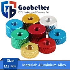Knurled Thumb Nut Aluminum Alloy M3 M4 Flat Through Hole Hand Grip Knobs Nut