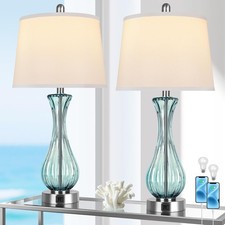 27.5" Coastal Glass Table Lamp Set of 2 3-way Dimmable Full Touch Control Beach