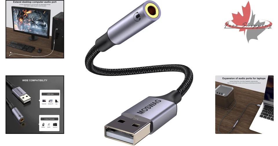 Easy Universal USB Audio Adapter - 3.5mm Stereo Converter, Plug and Play - Image 2 of 4