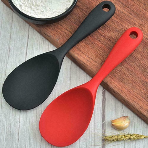 Rice Spoon Silicone Heat Resistant Non-stick Rice Spoon Black/Red Cooking P6W8 - Picture 5 of 12