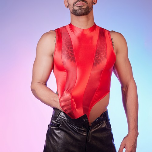 Mens Underwear Sexy Bodysuit Glossy Leotard Nightwear Sleeveless See Through - Picture 22 of 49