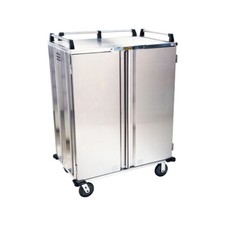 Alluserv ST2D2T36 Stainless Steel 36 Tray Stealth Meal Delivery Cart w/ 2 Com...