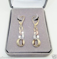 9ct Hallmarked Yellow, White & Rose Gold Diamond Cut Circles Drop Earrings 9ct Hallmarked Yellow, White & Rose Gold Diamond Cut Circles Drop Earrings