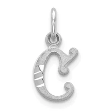 Real 14ktW Diamond-cut Letter C Initial Charm