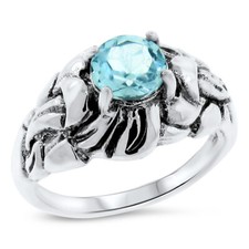 GENUINE SKY BLUE TOPAZ NOUVEAU ANTIQUE STYLE 925 STERLING SILVER RING   1033z