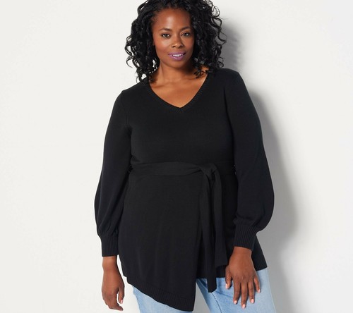 Girl With Curves Faux Wrap Sweater 