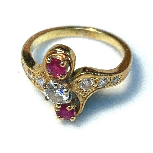 Bague Dolly-Bijoux T52 - Fleur En Rubis & Diamants Cz, Plaqué Or 18K 5 Microns, Neuf Avec étiquettes, Fabriqué En France