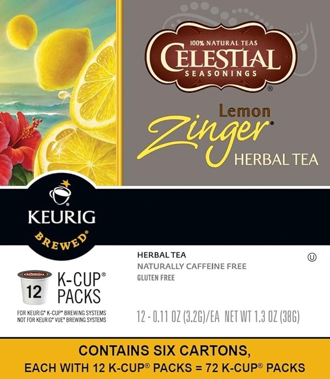 Celestial Seasonings Lemon Zinger Herbal Tea, SingleServe Keurig KCup