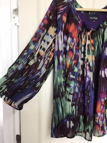 Evan-Picone Purple Watercolor Multicolor Top Size 22W GORGEOUS! 💜 - Picture 3 of 12