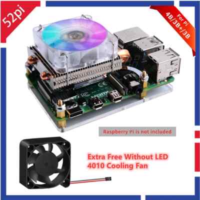 52Pi Low-Profile Ice Tower Cooling Fan LED Light  for Raspberry Pi 4 B / 3B+