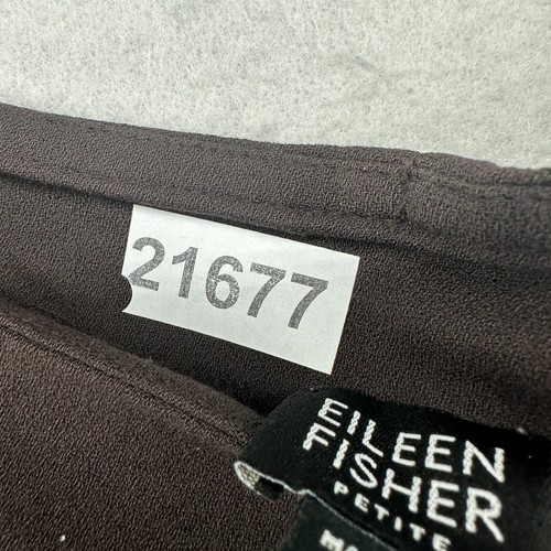 EILEEN FISHER Pants PL Stretch Viscose Virgin Wool Crepe Wide Side Zip Brown - Picture 17 of 17