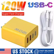 120W 4-Port USB C Fast Wall Charger Block All Cell Phone 16 15 13 11 X iPad lot