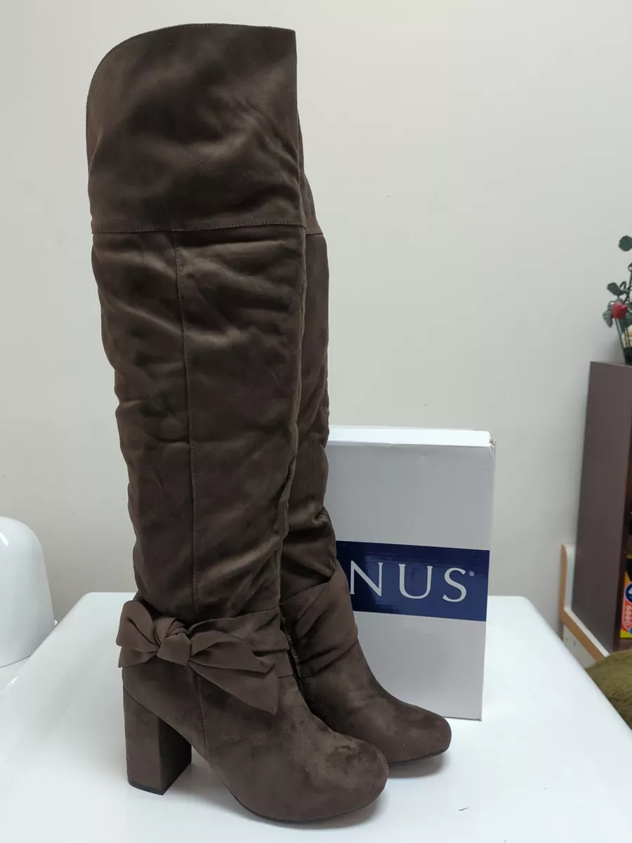 Venus Size 9 Brown Charcoal Gray Faux Suede Knee High Boots