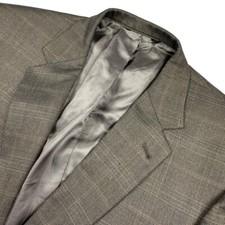 Jos A Bank Men s 100 Wool 2-Button Blazer Jacket Brown Plaid 44 L