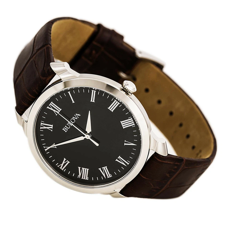 Bulova Reloj Hombre Colección Clásica Cuarzo Cuero Marrón Correa 41mm 96A184 Foto 3 de 4