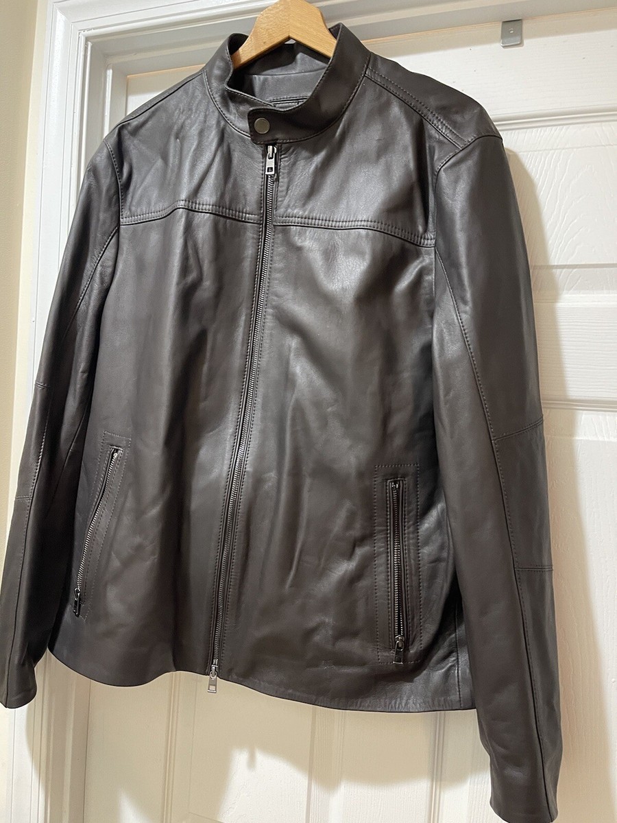 Michael Kors Mens Leather Jacket Brown Size XL | eBay