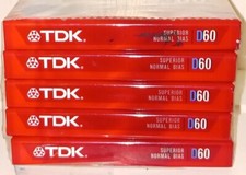 TDK D60 Superior Normal Bias Blank Audio Cassette Tapes   5 Pack   NEW  SEALED