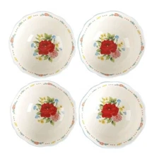 Set of Four (4) Pioneer Woman ~ Sweet Rose ~ 6.25" ~ Stoneware Bowls 