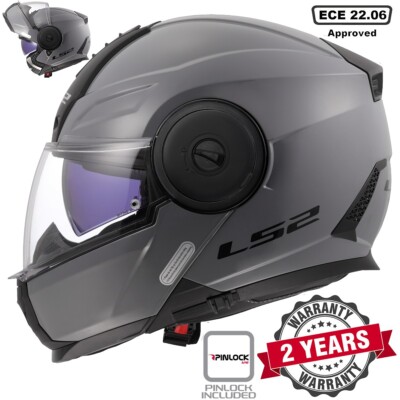 LS2 FF902 SCOPE II DUAL VISOR FLIP UP MOTORCYCLE CRASH HELMET GLOSS NARDO GREY