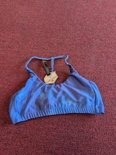 HoneyCut Dancewear Blue Racerback Cropped Top Thin Braided Straps Women's S