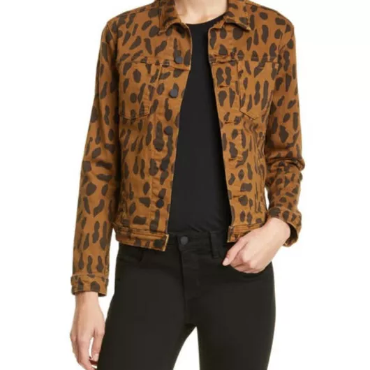 Cheetah print cheap denim jacket