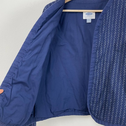 Old Navy Womens Quilted Open Front Navy Print Jacket Size Medium - Picture 6 of 8