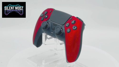 Soft Red Click Triggers + V4 Modded + 4 Paddles Silent Modz Controller for PS5 - Video 1 of 1