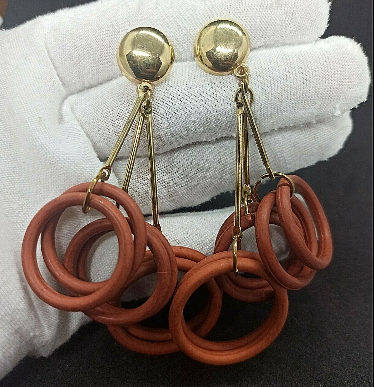 Cluster Earrings 80s Statement Hoops Chandelier A… - image 9