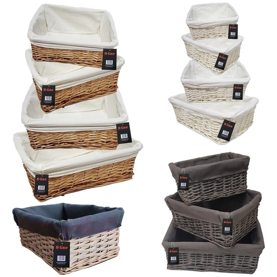 WICKER WILLOW STORAGE BASKETS LINING CHRISTMAS GIFT MAKE YOUR OWN HAMPER LARGE - Image 2 of 4