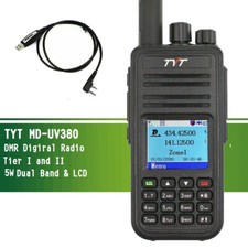 TYT MD-UV380 5W 5KM VHF UHF DMR Transceiver Walkie Talkie w/ Programming Cable