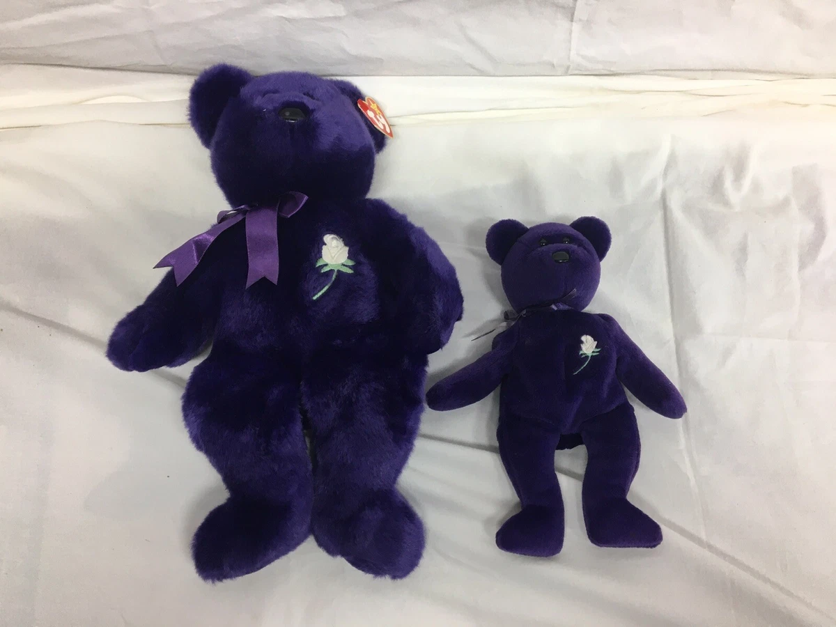 TY Original Beanie Baby 1997 First Generation Princess Diana Purple Bear Large
