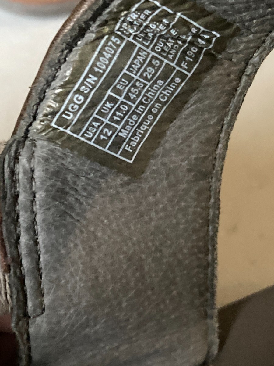 UGG AUSTRALIA TUSTIN METAL GREY LEATHER SANDALS MENS SIZE 12 