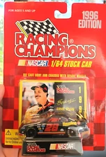 Racing Champions 1996 Ernie Irvan 28 Stock Car new in pack collectors card stand