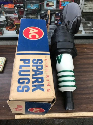 vintage plastic blow mold ac spark plug display sign 30 inch 2pc with orig box