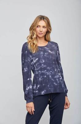 WE ARE SUNDAYS NWT $106 Valentine Cloud Tie Dye Long Sleeve Tee Washed Navy XS
