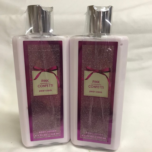 Bath & Body Works (2) PINK CONFETTI Body Lotion Raspberry, Pear