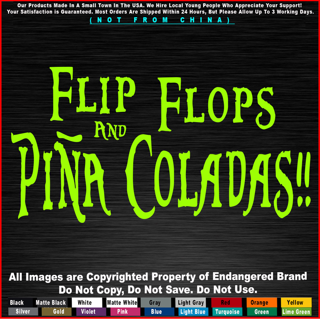 Funny Flip Flops & Pina Colada beach camping summer party friends Decal Sticker-image