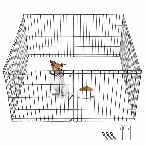 8 Panel Pet Playpen Metal Protable Folding Animal Exercise Dog Fence 24" Kennel - Picture 5 of 11
