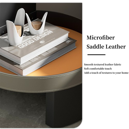 6 Styles Luxury Leather Sofa Side Table Sintered Stone Top Accent Table Home Dec - Picture 78 of 79