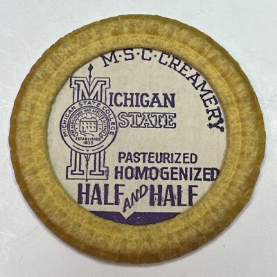 Milk Bottle Cap Dairy Michigan State Creamery MSC LANSING MICHIGAN MICH MI