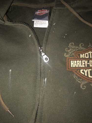 Harley Davidson MotorCycles Boys Youth Size S Dk. Green Full Zip Hoodie Jacket - Picture 6 of 10