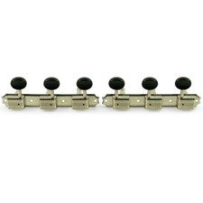 Kluson 3 on a Plate Deluxe Series Black button Tuners Nickel KD-3P-NPBDR