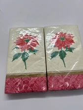 Vintage Designware Luncheon Napkins 90s Christmas Poinsettia Lot (2) 16 CT (32)