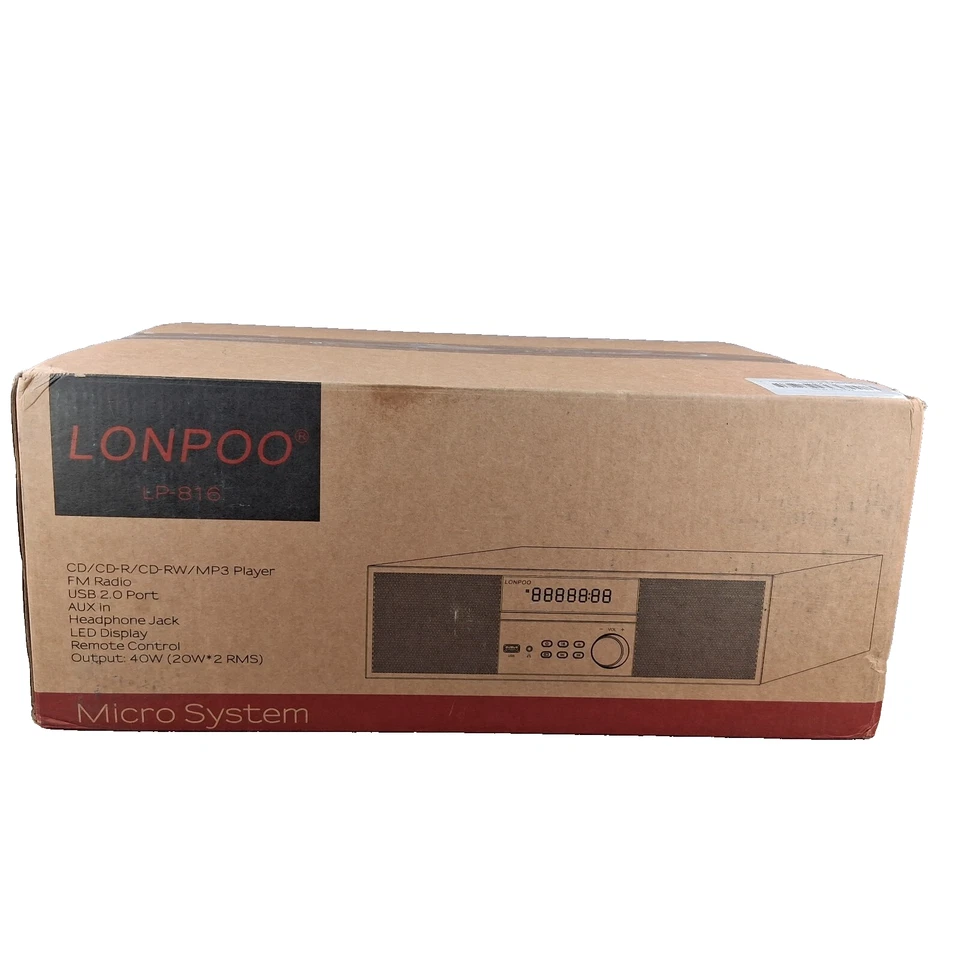 Lonpoo Nostalgic LP-816 CD CD-R CD-RW MP3 Player FM Radio Micro System Rich Bass - Image 2 of 4