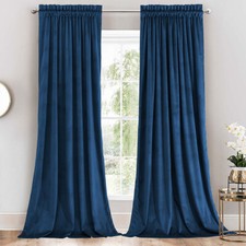 Velvet Window Heavyweight Curtains Rod Pocket Panels  Set of 2 