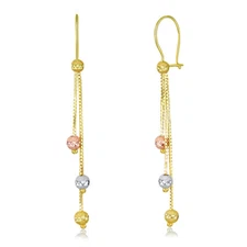 Wellingsale 14k Tri Color Gold Hanging Earrings (60 x 5 mm)