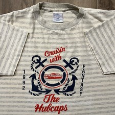 Vintage Made In USA 1992 Cruisin’ With The Hubcaps Nautical Striped T-Shirt