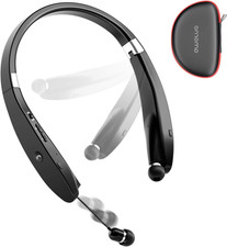5.3 Bluetooth Foldable Neckband Headphones Retractable Earbuds with Mic