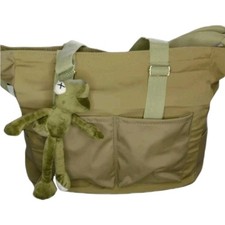 Stylish Khaki Tote Messenger Bag For School College University With Pockets New